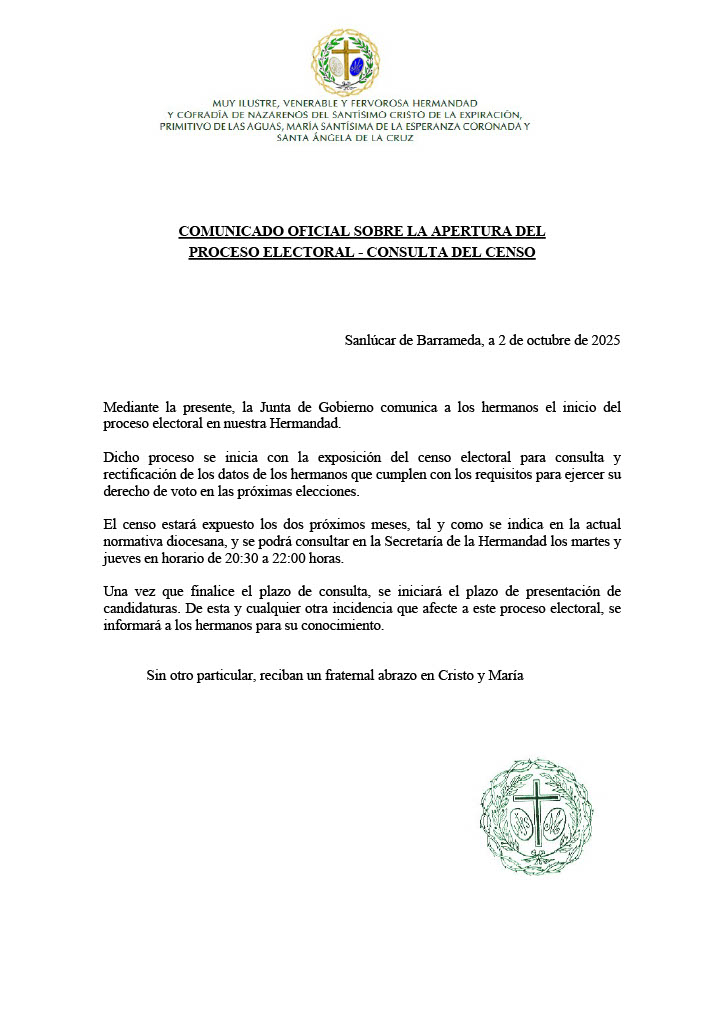 INICIO DEL PROCESO ELECTORAL - CENSO